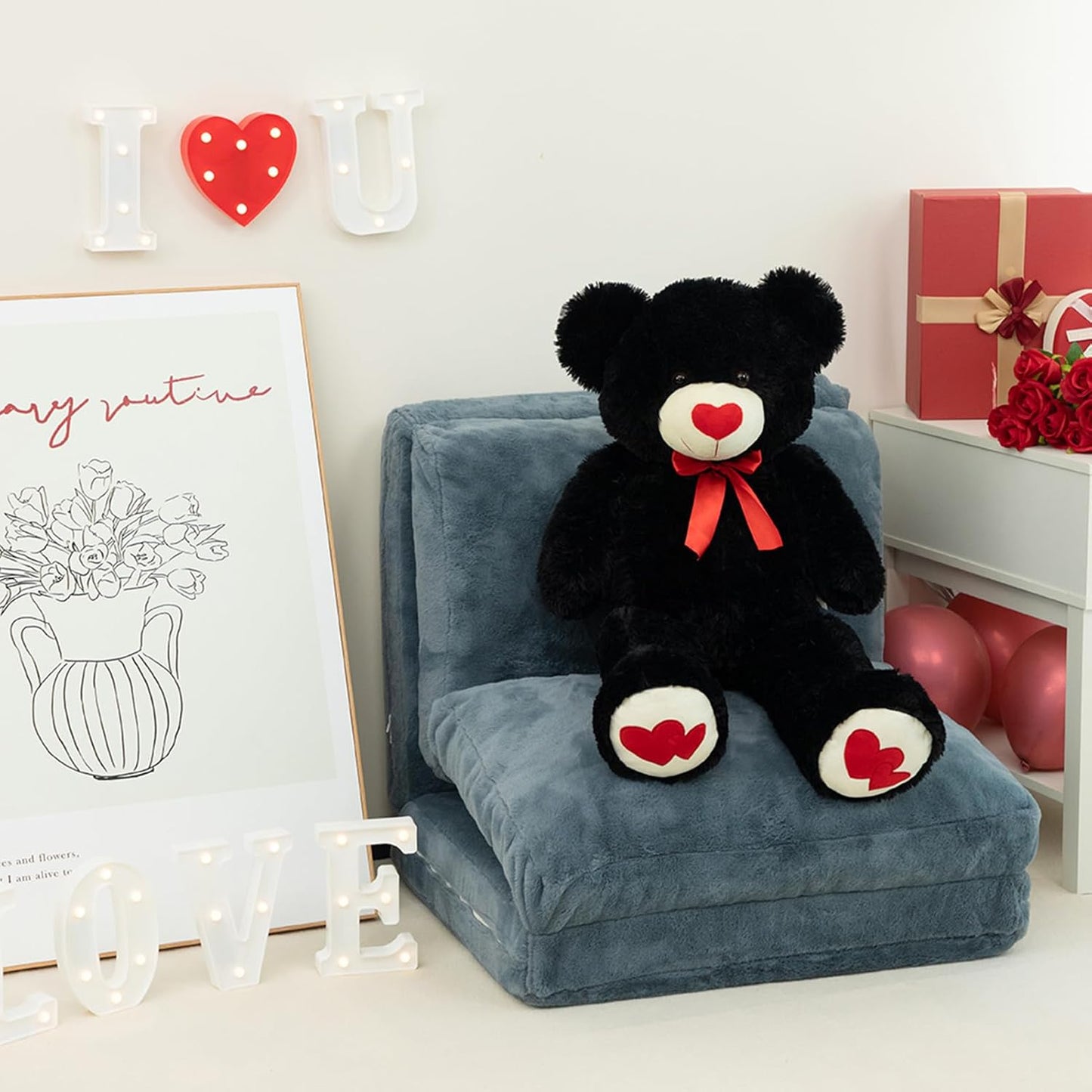 HollyHOME Big Teddy Bear Stuffed Animal Large Bear Plush with Red Heart for Girlfriend and Kids Valentine's Day 36 inch Chocolate