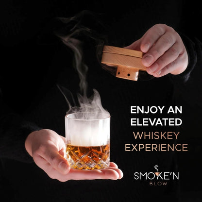 Cocktail Smoker Set. Whiskey Smoker. Cocktail Smoking Infusion Kit Featuring Whisky Smoker Glass, Wood Chips, Stones & Luxury Gift Set. Infuse Your Old Fashioned Bourbon with Smoke n Blow