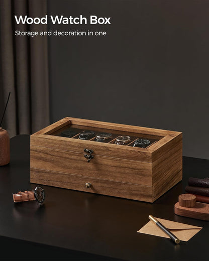 SONGMICS Wooden Watch Box with 12 Slots