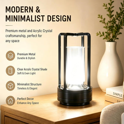Cordless Table lamp Rechargeable Portable Metal Touch Small 