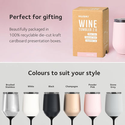 Huski Wine Tumbler 2.0 | New | Award-Winning Design with Detachable Stem | Premium Stainless Steel Wine Glass with Lid | Triple Insulated Tumbler | 355ml Capacity | Great Gift