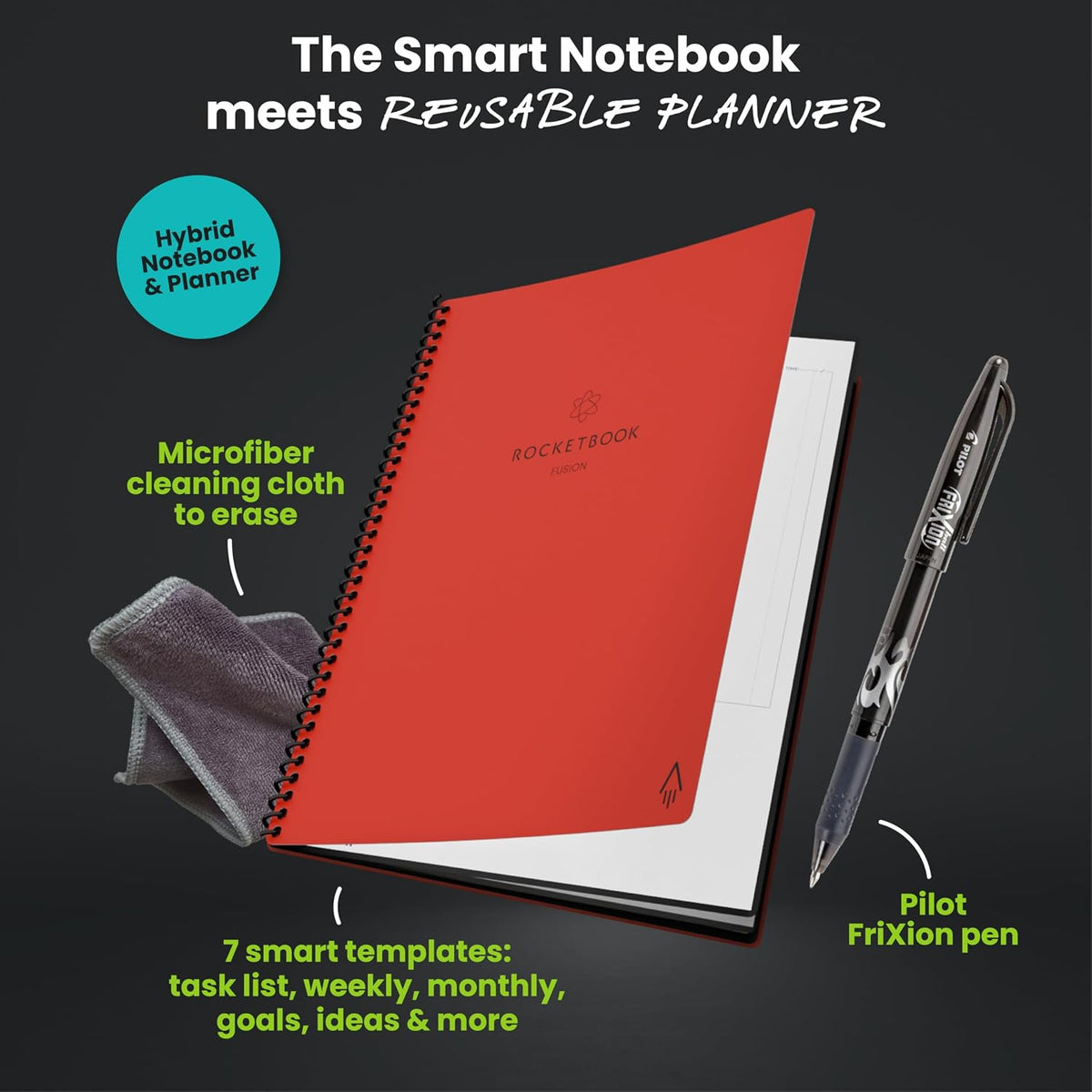 Rocketbook Fusion Smart Reusable Notebook- grey