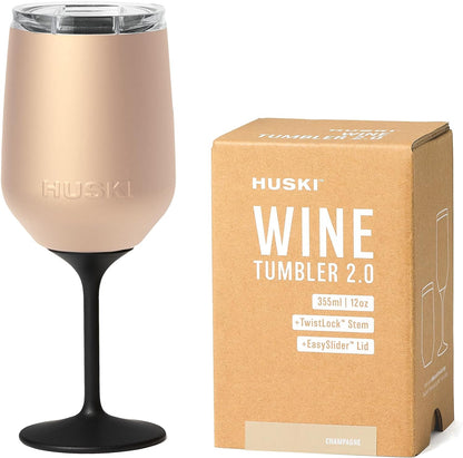 Huski Wine Tumbler 2.0 | New | Award-Winning Design with Detachable Stem | Premium Stainless Steel Wine Glass with Lid | Triple Insulated Tumbler | 355ml Capacity | Great Gift