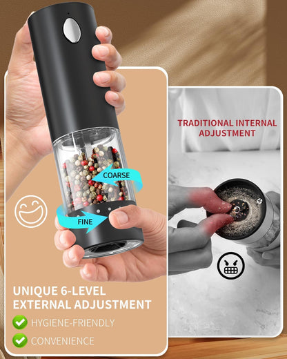 CIRCLE JOY Electric Salt and Pepper Grinder Set Rechargeable