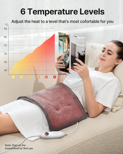 RENPHO Heating Pad, Electric Heat Pad for Back Pain and Cramps Relief, Mothers Day Gift, Birthday Gifts for Women Men, Fast Heated, Auto Shut Off, Machine Washable, Ultra-Soft 61x31cm Gray