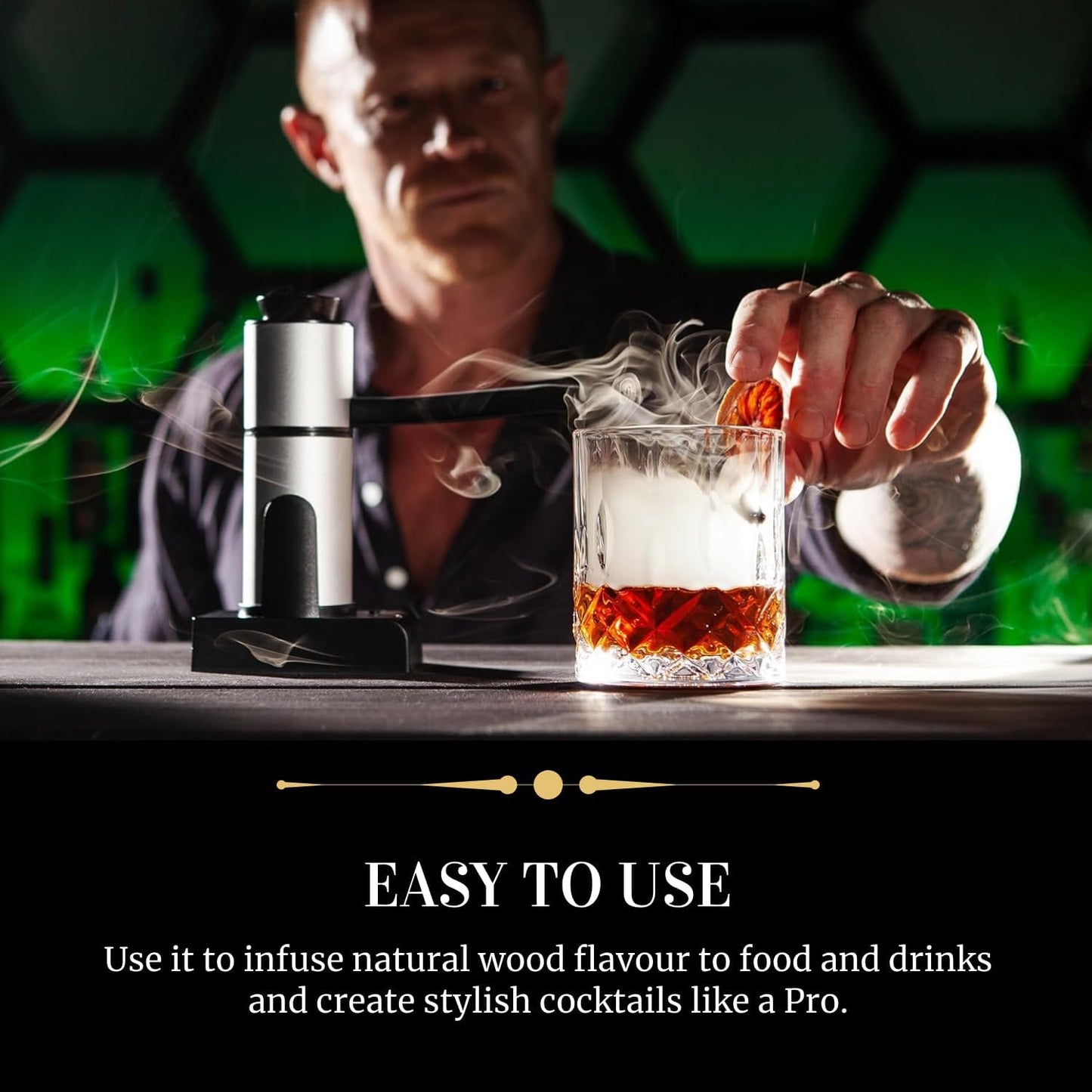 Alchemy Cocktail and Food Smoke Infuser with Wood Chips. Portable Kitchen Smoking Gun. Indoor Smoker Kit. Smoke a Drink - Whiskey Old Fashioned, Bourbon. Smoke Food - Cheese, Meat, Fish