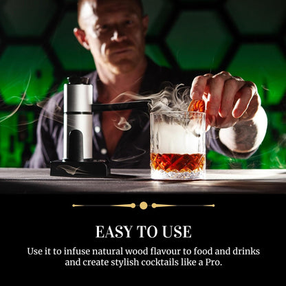 Alchemy Cocktail and Food Smoke Infuser with Wood Chips. Portable Kitchen Smoking Gun. Indoor Smoker Kit. Smoke a Drink - Whiskey Old Fashioned, Bourbon. Smoke Food - Cheese, Meat, Fish