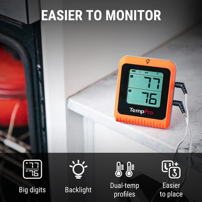 TempPro TempSync 650 ft Bluetooth Meat Thermometer with 2 Pr