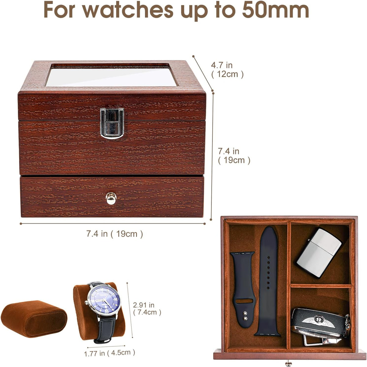 ProCase 6 Slots Lacquered Finish Wooden Watch Box for Men