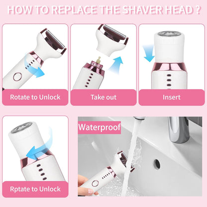 Velessa 4-in-1 Electric Shaver & Grooming Set for Women 6