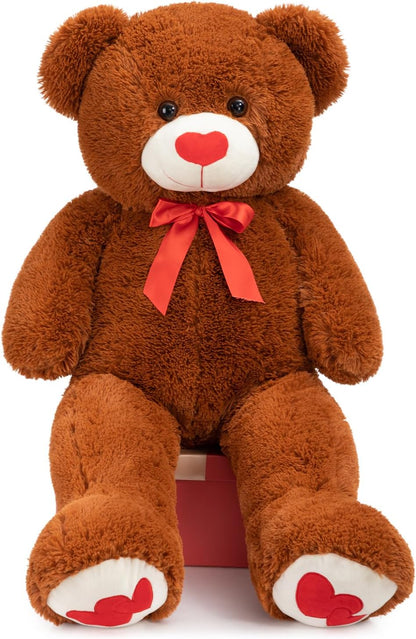 HollyHOME Big Teddy Bear Stuffed Animal Large Bear Plush with Red Heart for Girlfriend and Kids Valentine's Day 36 inch Chocolate