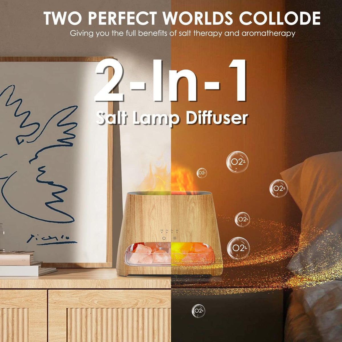 SALKING 2-in-1 Essential Oil Diffuser & Crystal Himalayan Sa