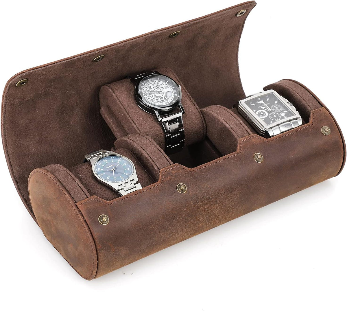 Leather Travel Watch Roll for Men