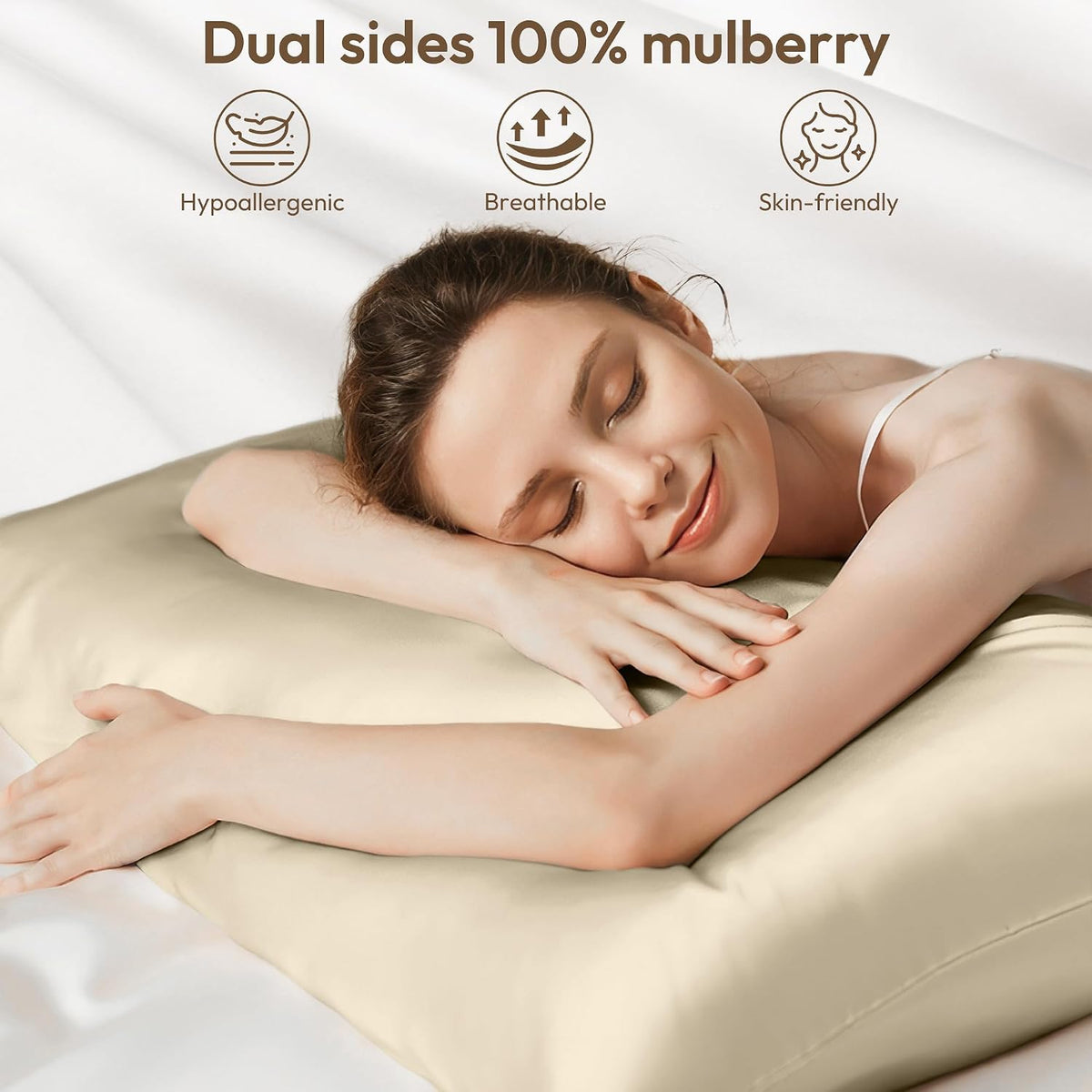 LINENOVA 100% Mulberry Silk Pillowcases Standard/Queen