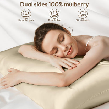 LINENOVA 100% Mulberry Silk Pillowcases Standard/Queen