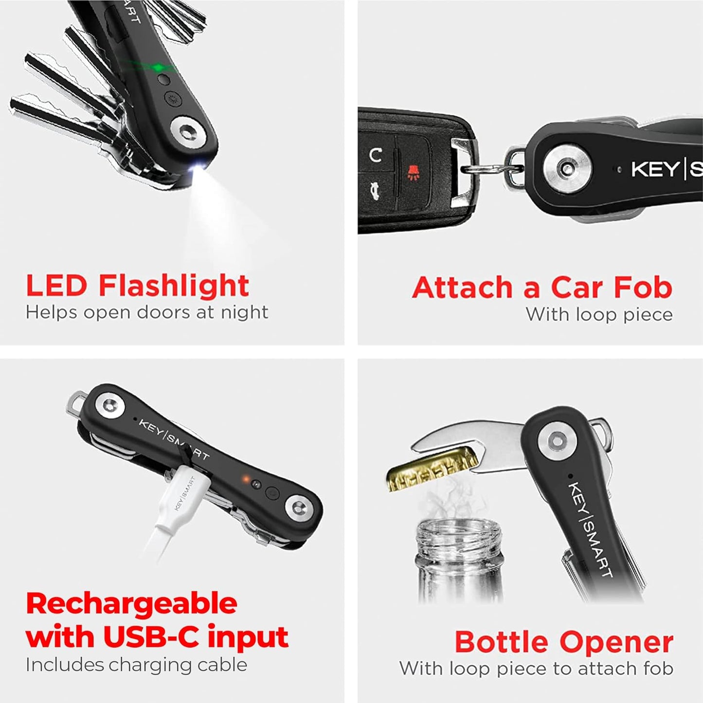 KeySmart Pro & iPro- Compact Key Holder w LED Light & Tile Smart Technology, Track Your Lost Keys & Phone, works with Apple Find My App