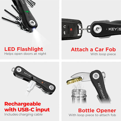 KeySmart Pro & iPro- Compact Key Holder w LED Light & Tile Smart Technology, Track Your Lost Keys & Phone, works with Apple Find My App