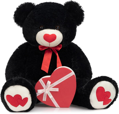 HollyHOME Big Teddy Bear Stuffed Animal Large Bear Plush with Red Heart for Girlfriend and Kids Valentine's Day 36 inch Chocolate