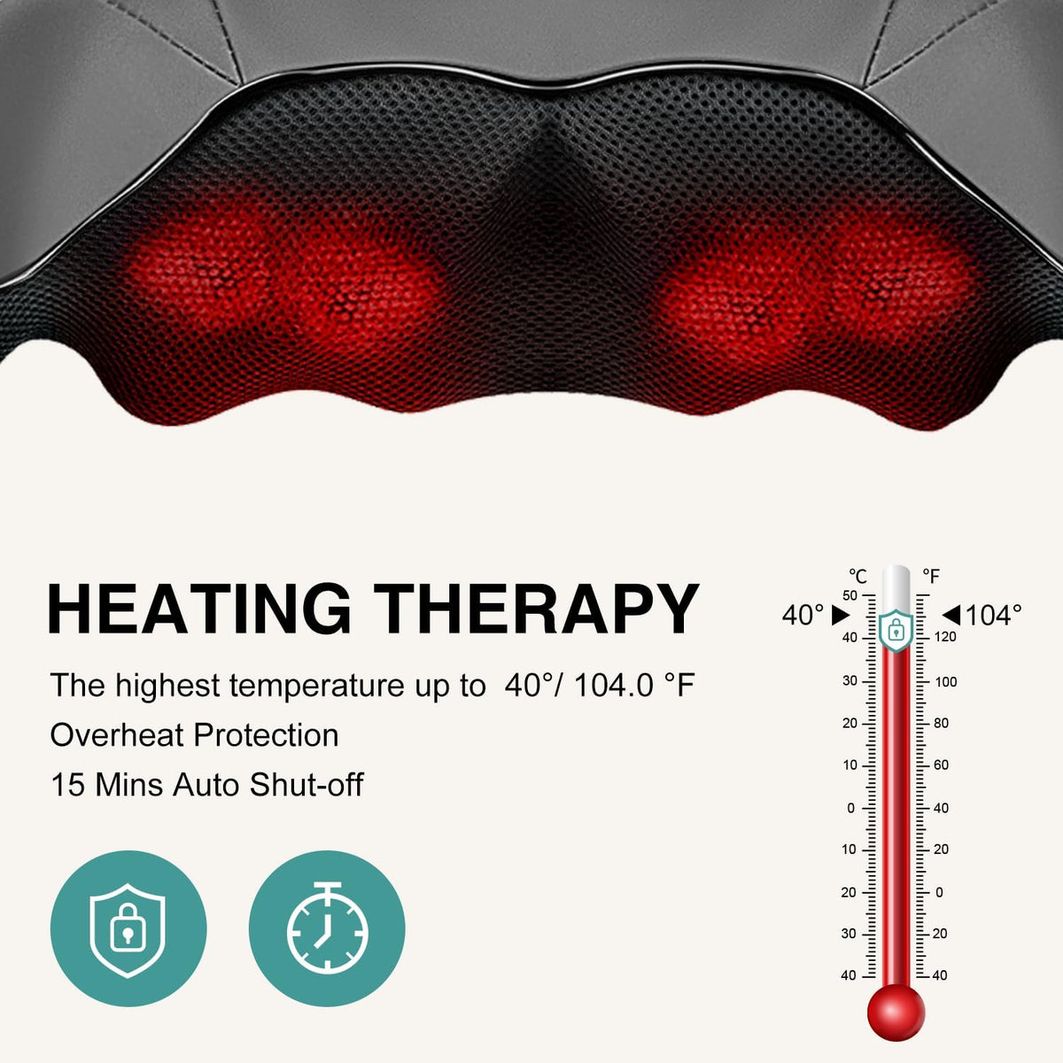 Nekteck Shiatsu Neck Massager with Heat for Pain Relief