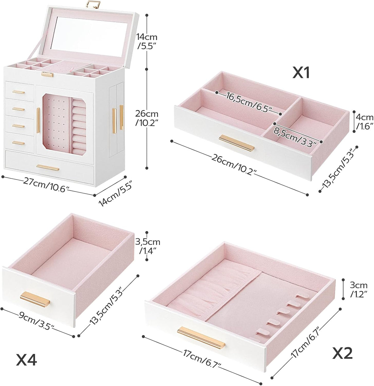 HOOBRO Jewelry Box with Mirror