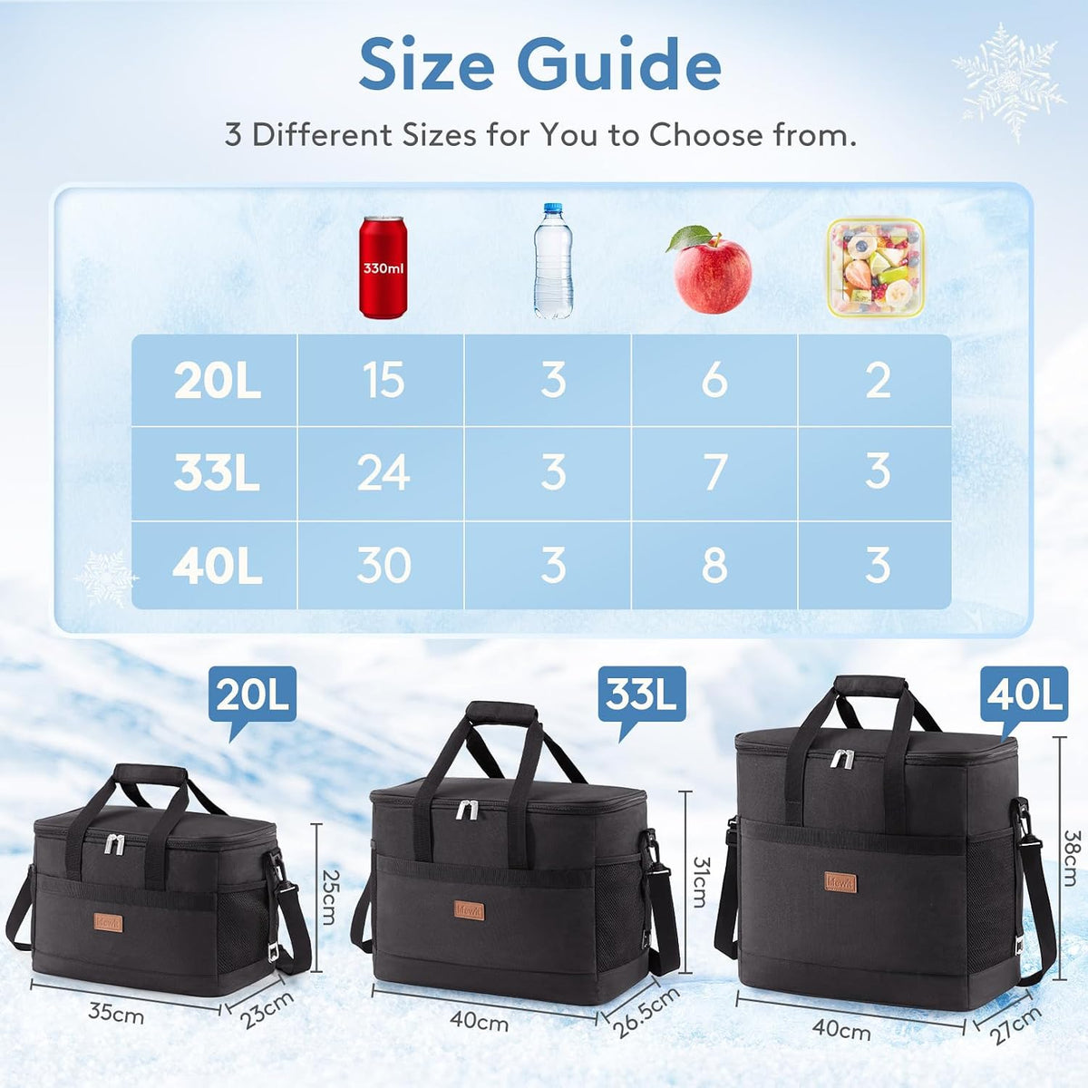 Lifewit Cooler Bag 50 Cans Collapsible and Insulated Large L
