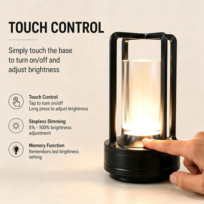 Cordless Table lamp Rechargeable Portable Metal Touch Small 