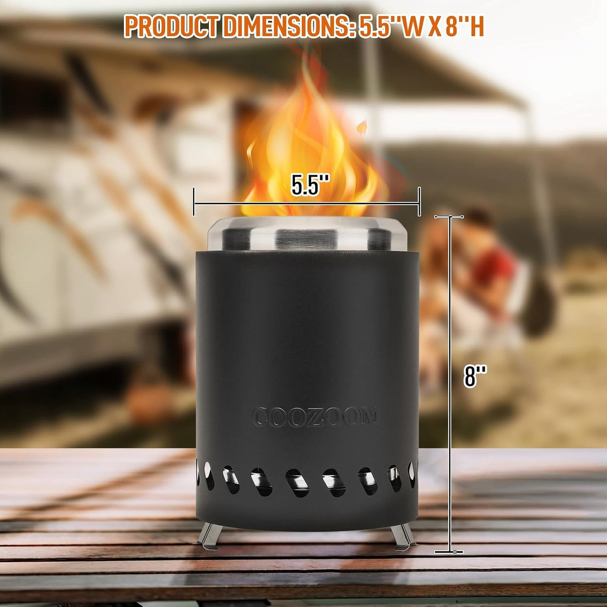 Portable Table Top Fire Pit: 5.5" Stainless Steel Mini Outdo