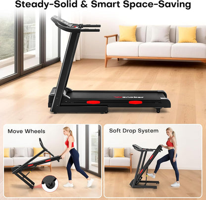 WENOKER treadmill folded upright, space-saving