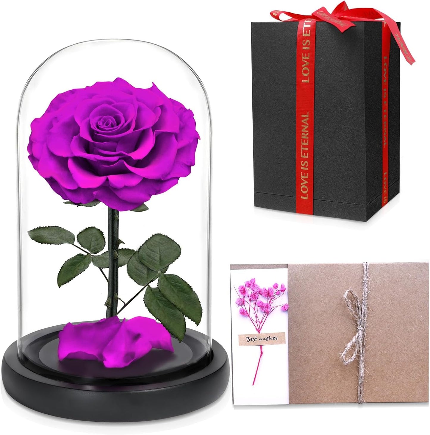 Violet — Single Rose — preserved rose in glass dome