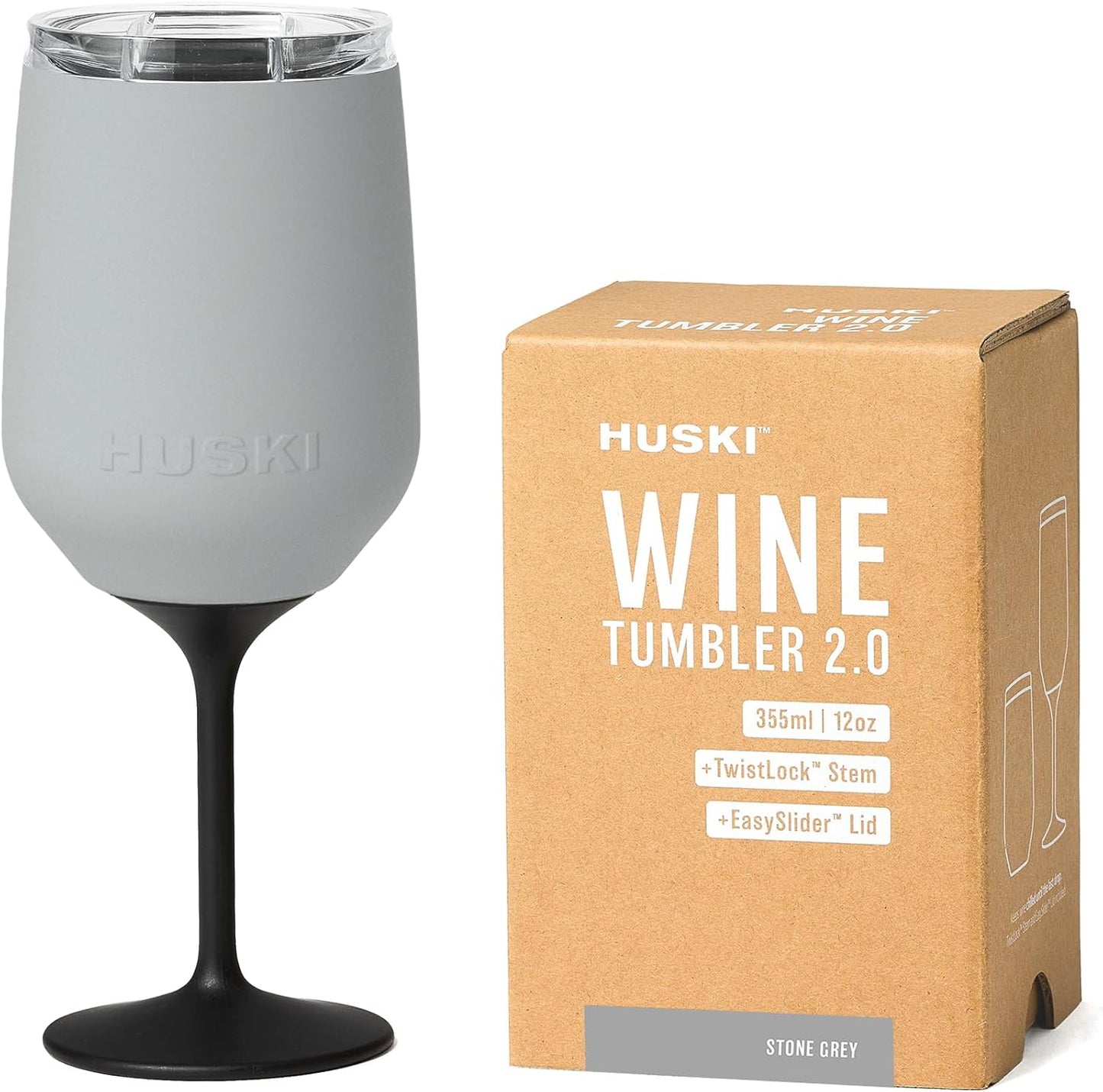 Huski Wine Tumbler 2.0 | New | Award-Winning Design with Detachable Stem | Premium Stainless Steel Wine Glass with Lid | Triple Insulated Tumbler | 355ml Capacity | Great Gift