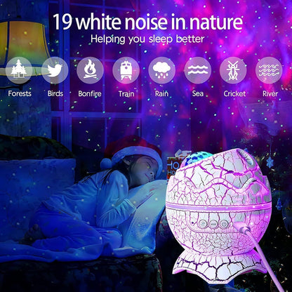 Dinosaur Egg Galaxy Projector, Star Projector Starry Light with Music Player, 14 Colors Night Light with White Noise, Nebula,Timer & Remote Control for Gaming Room, Home Theater