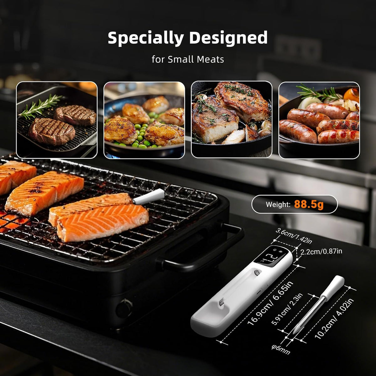 INKBIRD Mini Wireless Meat Thermometer INT-11I-B Bluetooth B