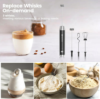 Maestri House Rechargeable Milk Frother with 3 Heads