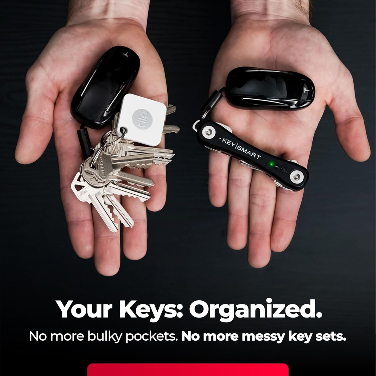 KeySmart Pro & iPro- Compact Key Holder w LED Light & Tile Smart Technology, Track Your Lost Keys & Phone, works with Apple Find My App