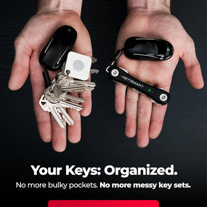 KeySmart Pro & iPro- Compact Key Holder w LED Light & Tile Smart Technology, Track Your Lost Keys & Phone, works with Apple Find My App