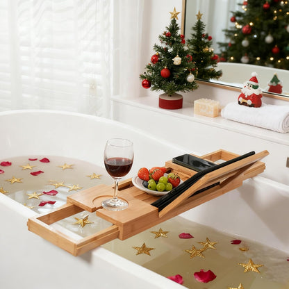 Luxury bamboo bath caddy tray 5