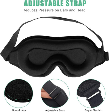 Sleep Mask for Men & Women, 2 Pack 3D Contoured Eye Mask for Sleeping with Adjustable Strap, BeeVines Molded Night Eye Sleep Mask Blindfold, Soft Breathable Eye Shade Cover for Travel Yoga Nap