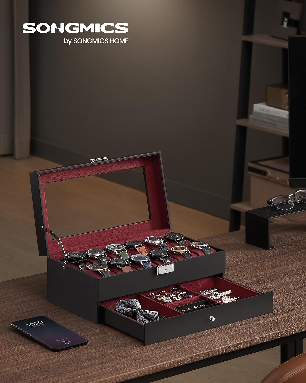SONGMICS 12-Slot Watch Box