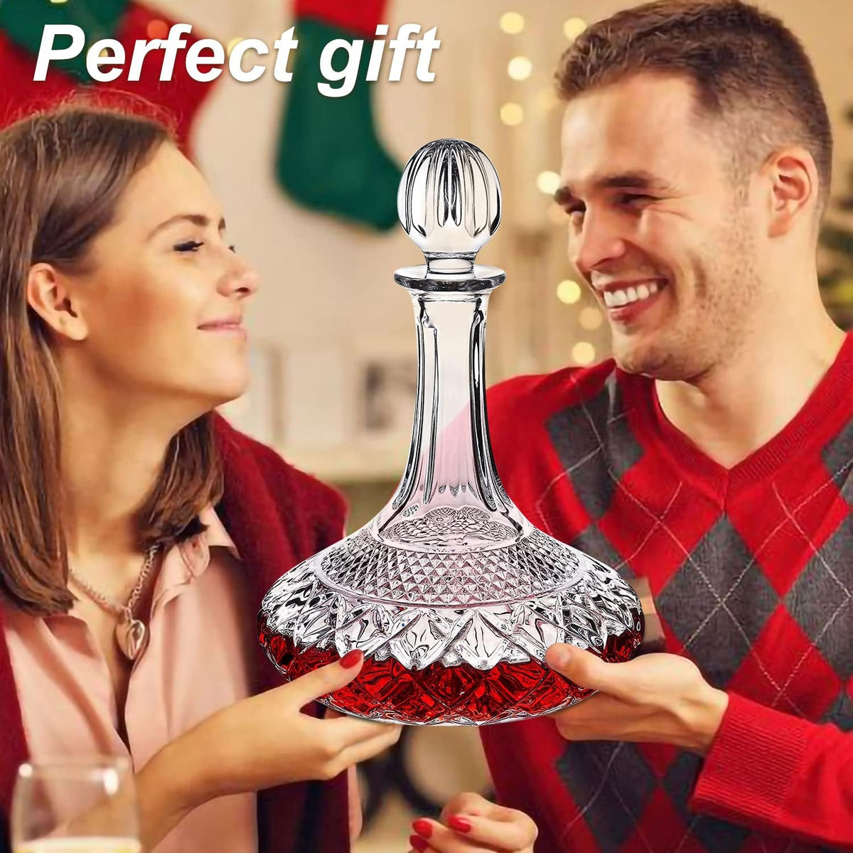 Wine Decanter Set Crystal Decanter for Wine/Whiskey with Sto