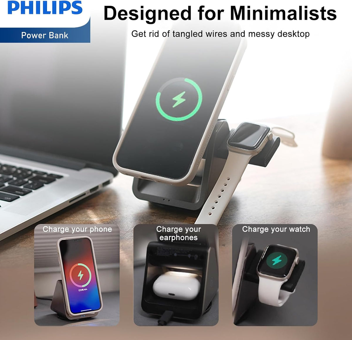 Philips Magsafe Charger 3 in 1 Wireless Charging Station Por