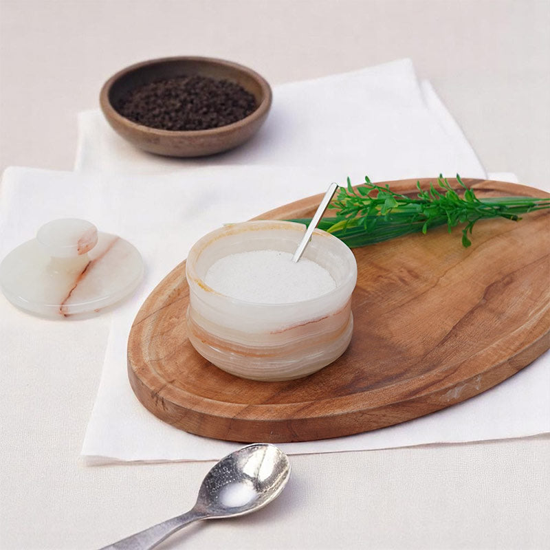 Marble Salt Cellar with Spoon