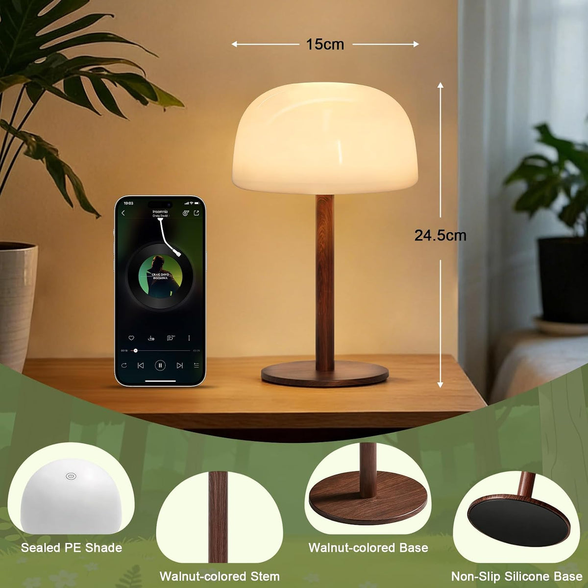 IP65 Waterproof Shower Lamp 10000mAh Rechargeable Shower Bat