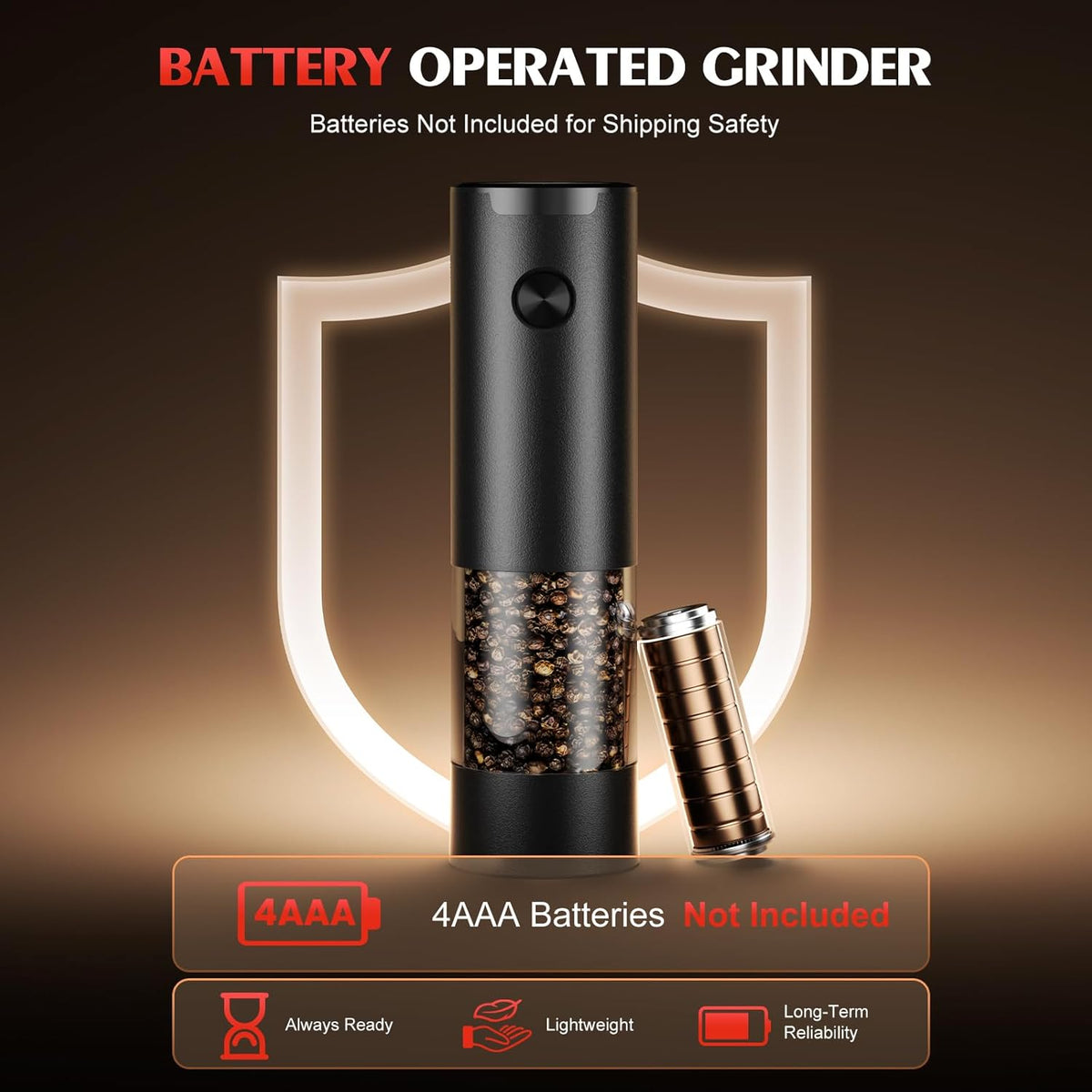 2 Pack Electric Salt and Pepper Grinder Set Automatic Batter