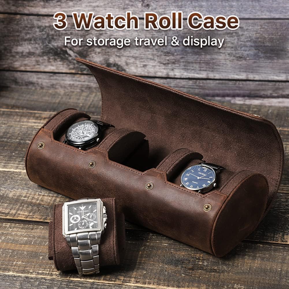 Leather Travel Watch Roll for Men