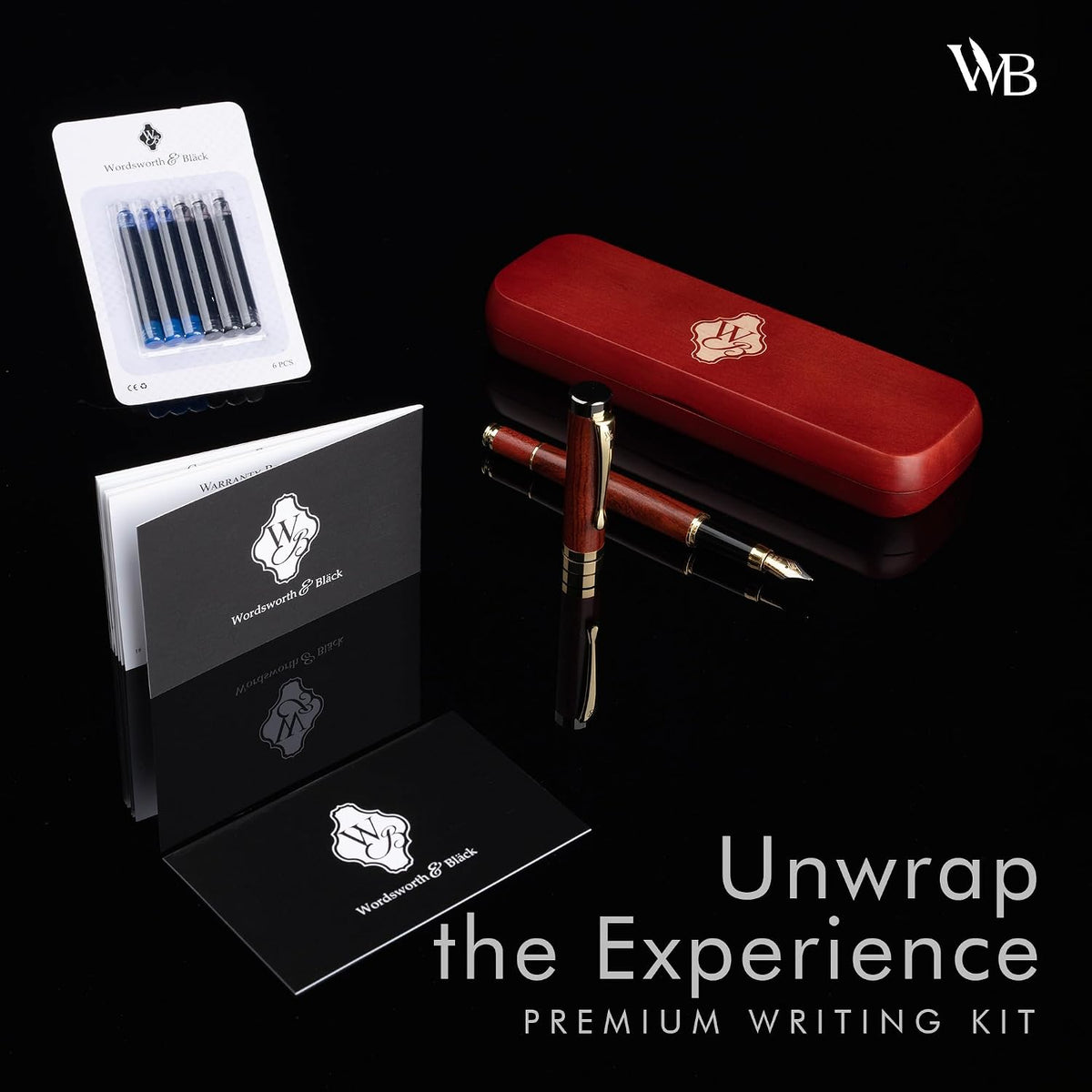 Wordsworth & Black Bamboo Wood Fountain Pen Set for Writing