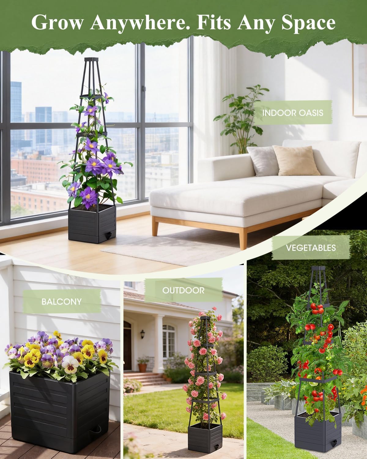 Raised Garden Bed Planter Box with Trellis