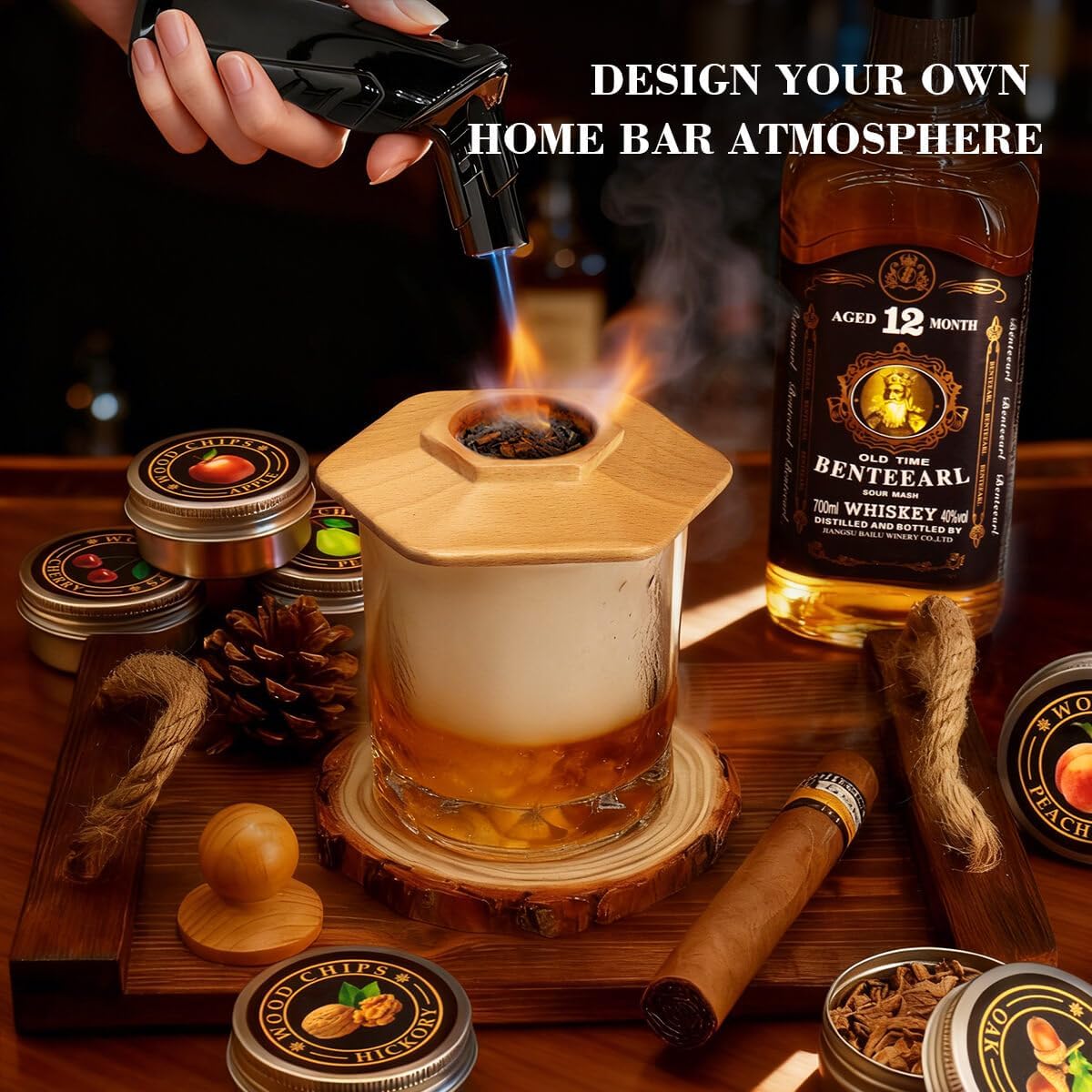 Cocktail Smoker Kit for Bourbon Whiskey Gifts for Men Drink 