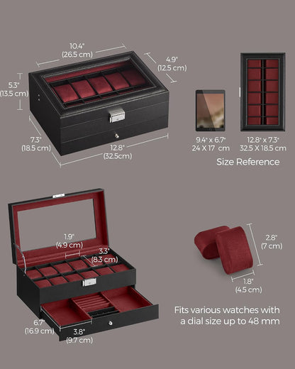 SONGMICS 12-Slot Watch Box