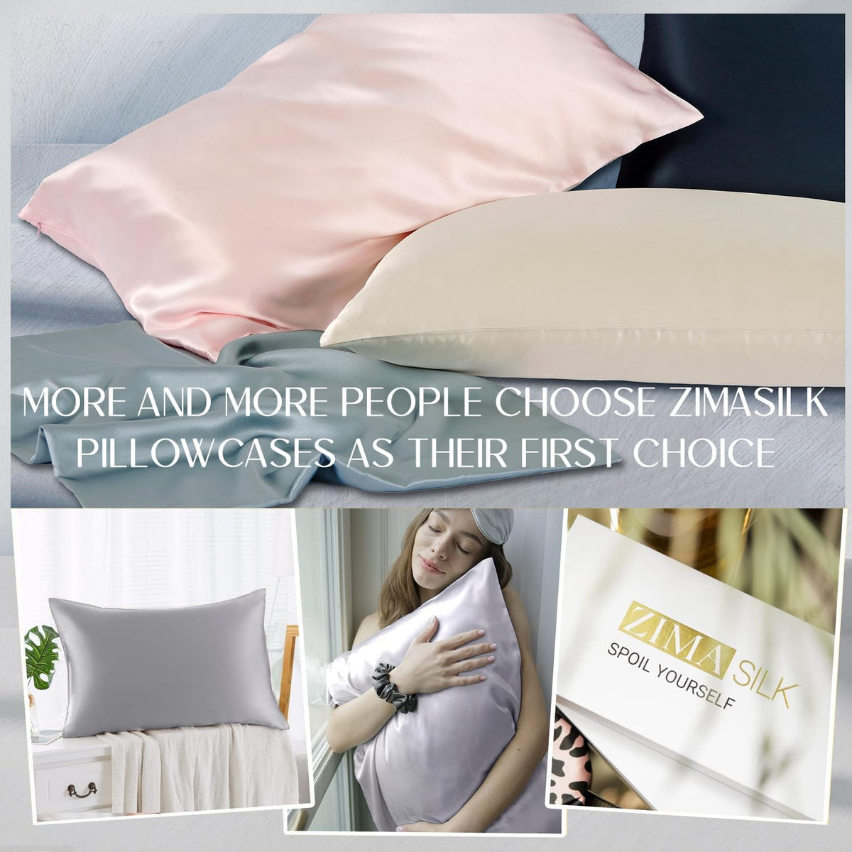 ZIMASILK 100% Mulberry Silk Pillowcase for Hair & Skin