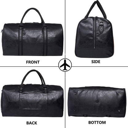seyfocnia Oversized Duffle Travel Bag Waterproof Leather Wee
